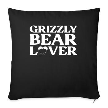 Grizzli Ours brun - Housse de coussin décorative 45 x 45 cm - noir - Devant