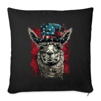 Coole Amerika Llama Sonnenbrille Patriotisch - Sofakissenbezug 45 x 45 cm - Schwarz - Vorne