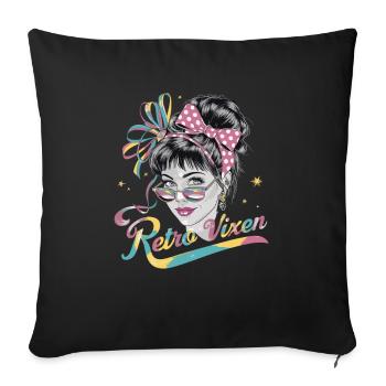 Stylische Retro 1980 Regenbogen-Retro Vixen für - Sofakissenbezug 45 x 45 cm - Schwarz - Vorne