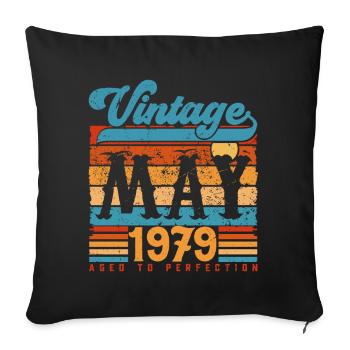 Mai 1979, Cadeau Anniversaire Vintage mai 1979. - Housse de coussin décorative 45 x 45 cm - noir - Devant