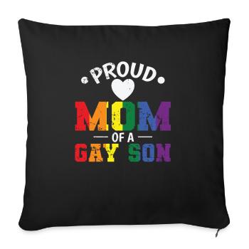Fière maman d’un fils gay LGBT - Housse de coussin décorative 45 x 45 cm - noir - Devant