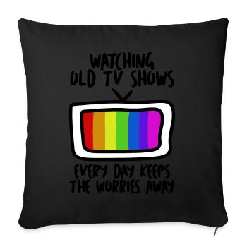 90s 80s Retro TV Television - Sofa pillowcase 17,3'' x 17,3'' (45 x 45 cm) - black - Front