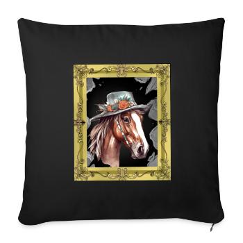 Tête de cheval Cheval Jument Ross Gaule - Housse de coussin décorative 45 x 45 cm - noir - Devant