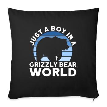Grizzly Bear Garçon Enfants Ours Brun - Housse de coussin décorative 45 x 45 cm - noir - Devant