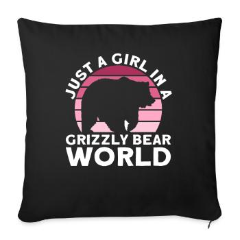 Grizzly Bear Fille Enfants Ours Brun - Housse de coussin décorative 45 x 45 cm - noir - Devant