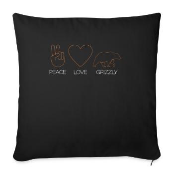 Peace Love Bear - Grizzly Bear Brown Bear - Sofa pillowcase 17,3'' x 17,3'' (45 x 45 cm) - black - Front