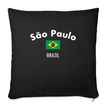 São Paulo Brésil Brésil Drapeau brésilien - Housse de coussin décorative 45 x 45 cm - noir - Devant