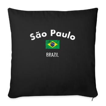 São Paulo Brésil Vintage Drapeau brésilien - Housse de coussin décorative 45 x 45 cm - noir - Devant