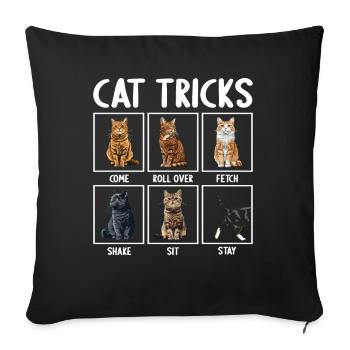 Chat Chats Astuces Chats Drôles - Housse de coussin décorative 45 x 45 cm - noir - Devant