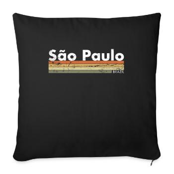 São Paulo Brésil Vintage Rétro Brésilien - Housse de coussin décorative 45 x 45 cm - noir - Devant