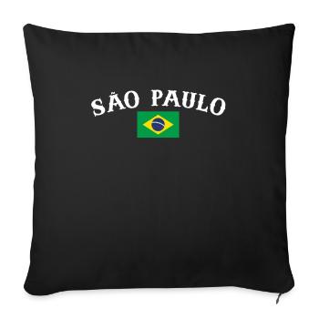 São Paulo Brésil Brésil Drapeau brésilien - Housse de coussin décorative 45 x 45 cm - noir - Devant