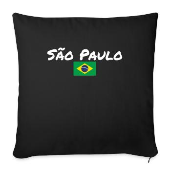 São Paulo Brésil Brésil Drapeau brésilien - Housse de coussin décorative 45 x 45 cm - noir - Devant