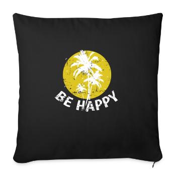 Vacances Be Happy Tree Tree Palm Tree - Housse de coussin décorative 45 x 45 cm - noir - Devant