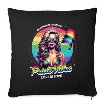 Pride Gay CSD Love LGBTQ Colors of the Rainbow - Sofa pillowcase 17,3'' x 17,3'' (45 x 45 cm) - black - Front
