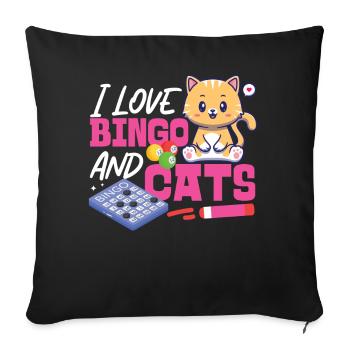 Bingo Player Cat I Love Bingo And - Sofa pillowcase 17,3'' x 17,3'' (45 x 45 cm) - black - Front