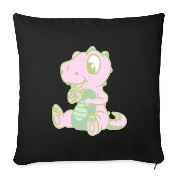 Enfant Dinoe Dinosaure Dragon Enfants Cookies - Housse de coussin décorative 45 x 45 cm - noir - Devant