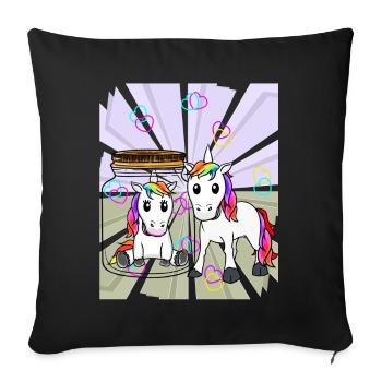 Unicorns Unicorn Mythical Animal Love Heart Valentine - Sofa pillowcase 17,3'' x 17,3'' (45 x 45 cm) - black - Front