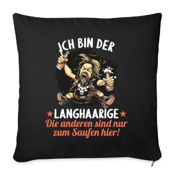 l’homme aux cheveux longs se marie enterrement de vie de garçon enterrement de vie de garçon - Housse de coussin décorative 45 x 45 cm - noir - Devant