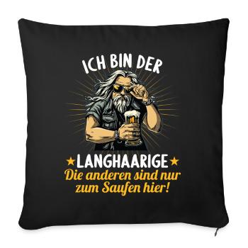 l’homme aux cheveux longs se marie enterrement de vie de garçon enterrement de vie de garçon - Housse de coussin décorative 45 x 45 cm - noir - Devant