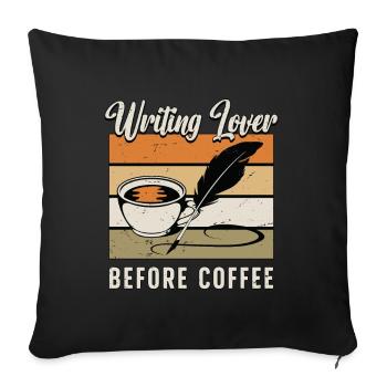 Amoureux de l’écriture avant le café Lecture Amateur de café - Housse de coussin décorative 45 x 45 cm - noir - Devant