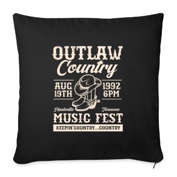 Cadeau de musique country country music - Housse de coussin décorative 45 x 45 cm - noir - Devant