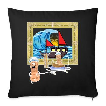 Erdnuss Schiff Seefahrt Seemänner Flaschenpost - Sofakissenbezug 45 x 45 cm - Schwarz - Vorne