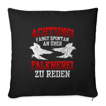 Fauconnier parlant spontanément colporteur fauconnerie - Housse de coussin décorative 45 x 45 cm - noir - Devant