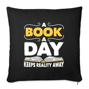 La lecture d’un livre par jour éloigne la réalité Littérature - Housse de coussin décorative 45 x 45 cm - noir - Devant