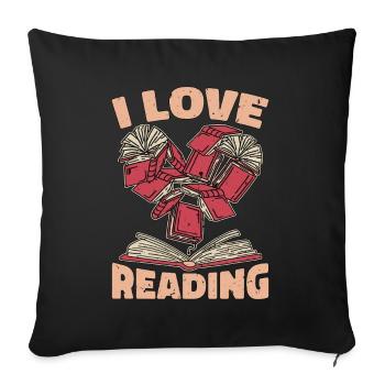 Reading I Love Reading Books Literature Reader - Sofakissenbezug 45 x 45 cm - Schwarz - Vorne