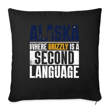 Grizzly Bear Ours brun d’Alaska - Housse de coussin décorative 45 x 45 cm - noir - Devant