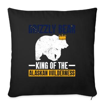 Grizzly Bear Ours brun d’Alaska - Housse de coussin décorative 45 x 45 cm - noir - Devant