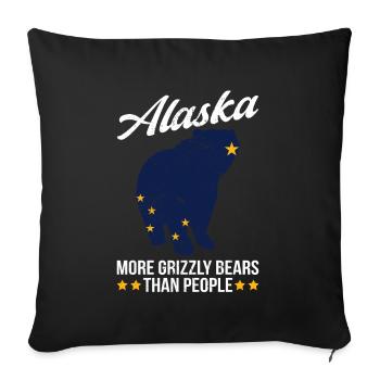 Grizzly Bear Ours brun d’Alaska - Housse de coussin décorative 45 x 45 cm - noir - Devant