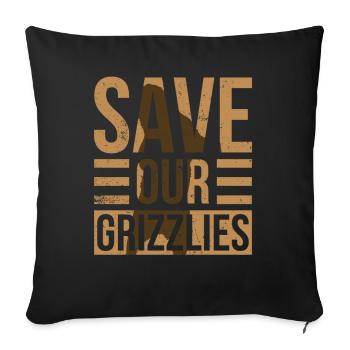 Grizzly Bear Animal Rights Brown Bear - Sofa pillowcase 17,3'' x 17,3'' (45 x 45 cm) - black - Front