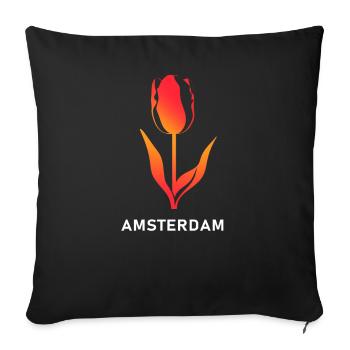 Amsterdam Tulip Holland Pays-Bas - Housse de coussin décorative 45 x 45 cm - noir - Devant