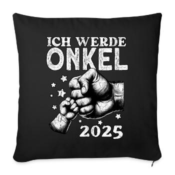 Je serai oncle en 2025 - Housse de coussin décorative 45 x 45 cm - noir - Devant