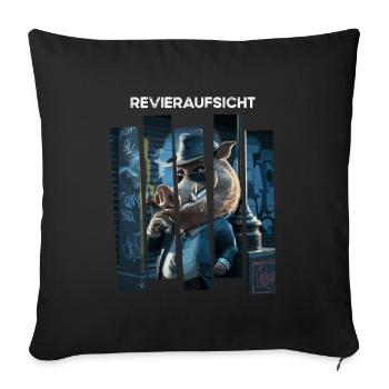 Hunters, wild boar, foresters, hunting, district supervision - Sofa pillowcase 17,3'' x 17,3'' (45 x 45 cm) - black - Front