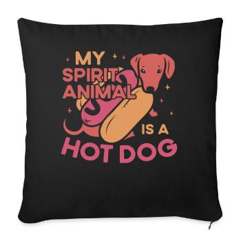 Hot Dog Adulte Mon Animal Est - Housse de coussin décorative 45 x 45 cm - noir - Devant