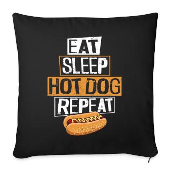 Hot Dog Adult Eat Sleep Hot Dog - Sofa pillowcase 17,3'' x 17,3'' (45 x 45 cm) - black - Front