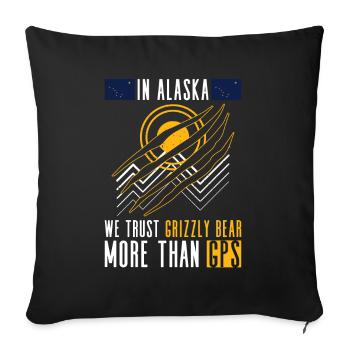Grizzly Bear Ours brun d’Alaska - Housse de coussin décorative 45 x 45 cm - noir - Devant