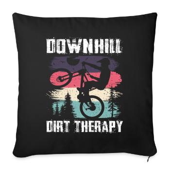 Vélo de montagne de descente Downhill Dirt Therapy - Housse de coussin décorative 45 x 45 cm - noir - Devant