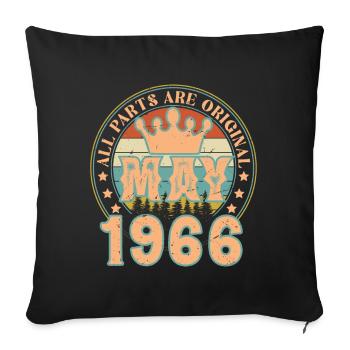 May 1966. May 1966 Birthday Gift. May 1966 - Sofa pillowcase 17,3'' x 17,3'' (45 x 45 cm) - black - Front