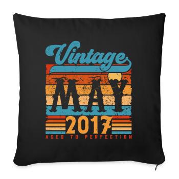 May 2017, Vintage Birthday Gift May 2017. - Sofa pillowcase 17,3'' x 17,3'' (45 x 45 cm) - black - Front