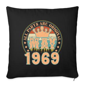 Mai 1969. Cadeau d’anniversaire mai 1969. May 1969 - Housse de coussin décorative 45 x 45 cm - noir - Devant