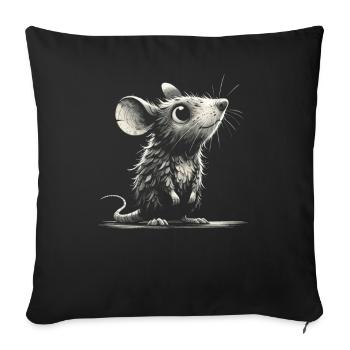 Souris Rat mignonne - Housse de coussin décorative 45 x 45 cm - noir - Devant