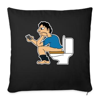 Téléphone portable Toilette Smartphone Téléphone portable - Housse de coussin décorative 45 x 45 cm - noir - Devant