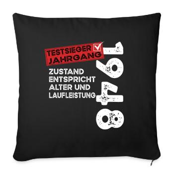 Vainqueur du test d’anniversaire de 76 ans Vintage 1948 - Housse de coussin décorative 45 x 45 cm - noir - Devant