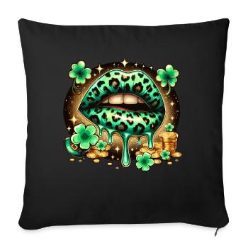 Irish Lips St Patricks Day - Sofakissenbezug 45 x 45 cm - Schwarz - Vorne