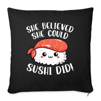 Sushi Food Japon Nigiri Cadeau - Housse de coussin décorative 45 x 45 cm - noir - Devant