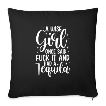 Tequila Sunrise Saufen Party Mexiko Geschenk - Sofakissenbezug 45 x 45 cm - Schwarz - Vorne