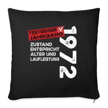 Vainqueur du test d’anniversaire de 52 ans Vintage 1972 - Housse de coussin décorative 45 x 45 cm - noir - Devant